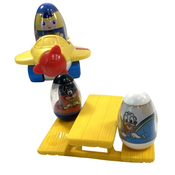 Weebles Mickey Mouse Donald Duck Police Officer Plane Walt Disney Hasbro Vintage - Picture 1 of 13